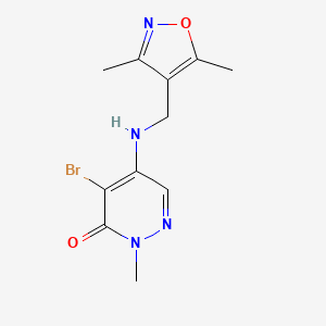 molecular formula C11H13BrN4O2 B6647504 4-Bromo-5-[(3,5-dimethyl-1,2-oxazol-4-yl)methylamino]-2-methylpyridazin-3-one 