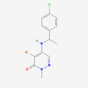 molecular formula C13H13BrClN3O B6647512 4-Bromo-5-[1-(4-chlorophenyl)ethylamino]-2-methylpyridazin-3-one 