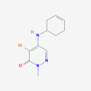 molecular formula C11H14BrN3O B6647577 4-Bromo-5-(cyclohex-3-en-1-ylamino)-2-methylpyridazin-3-one 