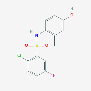 molecular formula C13H11ClFNO3S B6647579 2-chloro-5-fluoro-N-(4-hydroxy-2-methylphenyl)benzenesulfonamide 