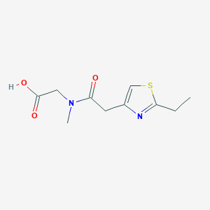 molecular formula C10H14N2O3S B6647591 2-[[2-(2-Ethyl-1,3-thiazol-4-yl)acetyl]-methylamino]acetic acid 