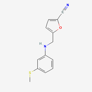 molecular formula C13H12N2OS B6647657 5-[(3-Methylsulfanylanilino)methyl]furan-2-carbonitrile 