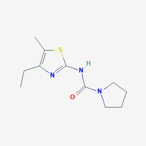 molecular formula C11H17N3OS B6647751 N-(4-ethyl-5-methyl-1,3-thiazol-2-yl)pyrrolidine-1-carboxamide 