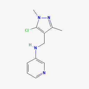 molecular formula C11H13ClN4 B6647940 N-[(5-chloro-1,3-dimethylpyrazol-4-yl)methyl]pyridin-3-amine 