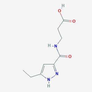 molecular formula C9H13N3O3 B6648069 3-[(5-ethyl-1H-pyrazole-3-carbonyl)amino]propanoic acid 