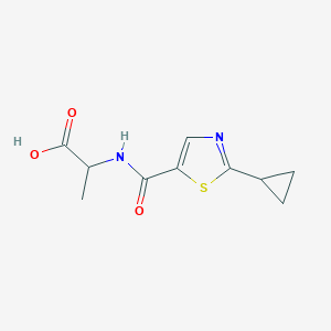 molecular formula C10H12N2O3S B6648082 2-[(2-Cyclopropyl-1,3-thiazole-5-carbonyl)amino]propanoic acid 