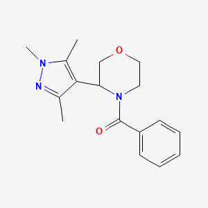 molecular formula C17H21N3O2 B6650299 Phenyl-[3-(1,3,5-trimethylpyrazol-4-yl)morpholin-4-yl]methanone 