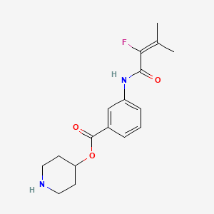 molecular formula C17H21FN2O3 B6650506 Piperidin-4-yl 3-[(2-fluoro-3-methylbut-2-enoyl)amino]benzoate 