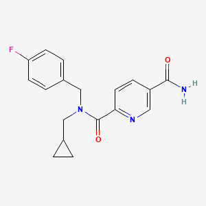 2-N-(cyclopropylmethyl)-2-N-[(4-fluorophenyl)methyl]pyridine-2,5-dicarboxamide