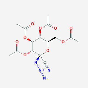 molecular formula C15H18N4O9 B066515 2,3,4,6-Tetra-O-acetyl-1-azido-1-deoxy-alpha-D-galactopyranosyl cyanide CAS No. 168567-90-6