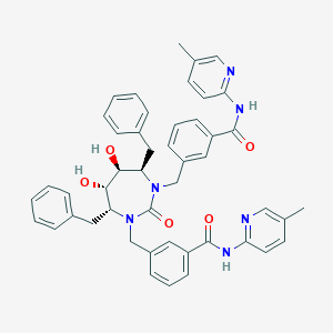 molecular formula C47H46N6O5 B066517 Benzamide, 3,3'-(((4R,5S,6S,7R)-tetrahydro-5,6-dihydroxy-2-oxo-4,7-bis(phenylmethyl)-1H-1,3-diazepine-1,3(2H)-diyl)bis(methylene))bis(N-(5-methyl-2-pyridinyl)- CAS No. 183854-98-0