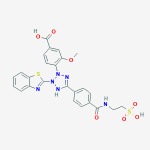 molecular formula C25H22N6O7S2 B066526 2-(1,3-Benzothiazol-2-yl)-3-(4-carboxy-2-methoxyphenyl)-5-{4-[(2-sulfoethyl)carbamoyl]phenyl}-2,3-dihydro-1H-tetrazol-1-ium CAS No. 178925-54-7
