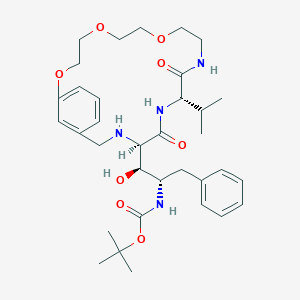 molecular formula C34H50N4O8 B066570 (1'S,2'S,9S,15R)-15-(2'-(((1,1-Dimethylethoxy)carbonyl)amino)-1'-hydroxy-3'-phenylprop-1'-yl)-12-(1-methylethyl)-10,13,16-triaza-1,4,7-trioxa-11,14-dioxo(17)metacyclophane CAS No. 180968-41-6