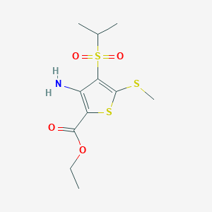 molecular formula C11H17NO4S3 B066571 3-氨基-4-(异丙基磺酰基)-5-(甲硫基)噻吩-2-羧酸乙酯 CAS No. 175202-72-9