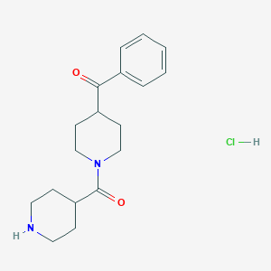 molecular formula C18H25ClN2O2 B6657913 Phenyl-[1-(piperidine-4-carbonyl)piperidin-4-yl]methanone;hydrochloride 