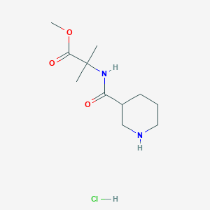 molecular formula C11H21ClN2O3 B6657945 Methyl 2-methyl-2-(piperidine-3-carbonylamino)propanoate;hydrochloride 