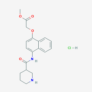 molecular formula C19H23ClN2O4 B6658074 Methyl 2-[4-(piperidine-3-carbonylamino)naphthalen-1-yl]oxyacetate;hydrochloride 