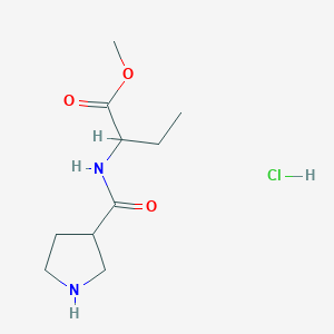 molecular formula C10H19ClN2O3 B6660265 Methyl 2-(pyrrolidine-3-carbonylamino)butanoate;hydrochloride 