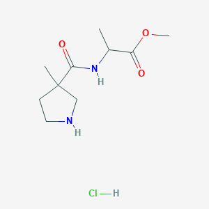 molecular formula C10H19ClN2O3 B6660277 Methyl 2-[(3-methylpyrrolidine-3-carbonyl)amino]propanoate;hydrochloride 