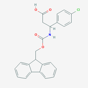 molecular formula C24H20ClNO4 B066604 3-(4-chlorophenyl)-3-{[(9H-fluoren-9-ylmethoxy)carbonyl]amino}propanoic acid CAS No. 194471-87-9