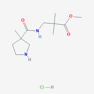 molecular formula C12H23ClN2O3 B6660406 Methyl 2,2-dimethyl-3-[(3-methylpyrrolidine-3-carbonyl)amino]propanoate;hydrochloride 