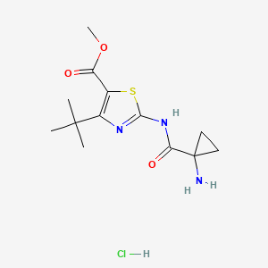 molecular formula C13H20ClN3O3S B6660444 Methyl 2-[(1-aminocyclopropanecarbonyl)amino]-4-tert-butyl-1,3-thiazole-5-carboxylate;hydrochloride 