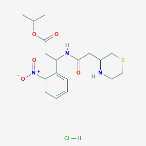 molecular formula C18H26ClN3O5S B6660672 Propan-2-yl 3-(2-nitrophenyl)-3-[(2-thiomorpholin-3-ylacetyl)amino]propanoate;hydrochloride 