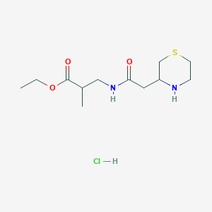 molecular formula C12H23ClN2O3S B6660683 Ethyl 2-methyl-3-[(2-thiomorpholin-3-ylacetyl)amino]propanoate;hydrochloride 