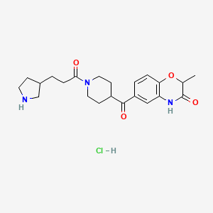 molecular formula C22H30ClN3O4 B6661297 2-methyl-6-[1-(3-pyrrolidin-3-ylpropanoyl)piperidine-4-carbonyl]-4H-1,4-benzoxazin-3-one;hydrochloride 