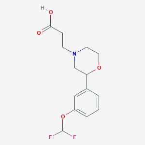 molecular formula C14H17F2NO4 B6661304 3-[2-[3-(Difluoromethoxy)phenyl]morpholin-4-yl]propanoic acid 