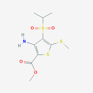 molecular formula C10H15NO4S3 B066614 Methyl 3-amino-4-(isopropylsulfonyl)-5-(methylthio)thiophene-2-carboxylate CAS No. 175202-07-0