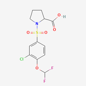 1-[3-Chloro-4-(difluoromethoxy)phenyl]sulfonylpyrrolidine-2-carboxylic acid