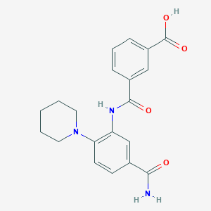 3-[(5-Carbamoyl-2-piperidin-1-ylphenyl)carbamoyl]benzoic acid