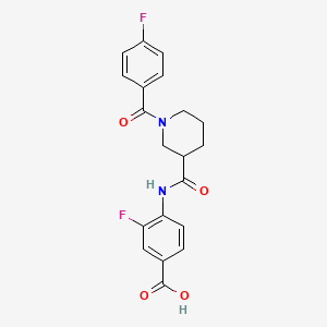 3-Fluoro-4-[[1-(4-fluorobenzoyl)piperidine-3-carbonyl]amino]benzoic acid