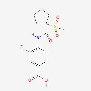 3-Fluoro-4-[(1-methylsulfonylcyclopentanecarbonyl)amino]benzoic acid