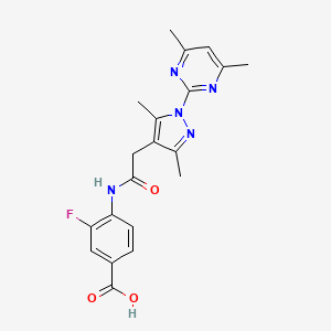 4-[[2-[1-(4,6-Dimethylpyrimidin-2-yl)-3,5-dimethylpyrazol-4-yl]acetyl]amino]-3-fluorobenzoic acid