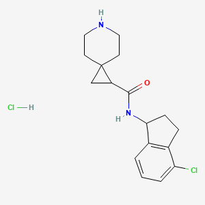 N-(4-chloro-2,3-dihydro-1H-inden-1-yl)-6-azaspiro[2.5]octane-2-carboxamide;hydrochloride