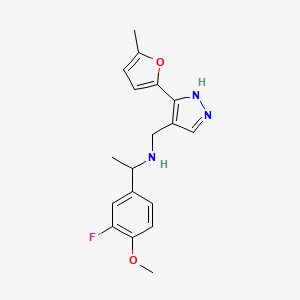 1-(3-fluoro-4-methoxyphenyl)-N-[[5-(5-methylfuran-2-yl)-1H-pyrazol-4-yl]methyl]ethanamine