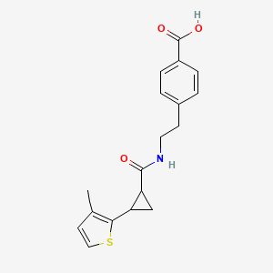 4-[2-[[2-(3-Methylthiophen-2-yl)cyclopropanecarbonyl]amino]ethyl]benzoic acid