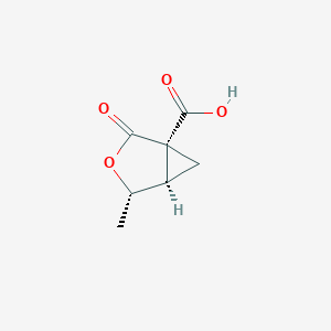 molecular formula C7H8O4 B066622 3-Oxabicyclo[3.1.0]hexane-1-carboxylicacid,4-methyl-2-oxo-,[1S-(1alpha,4alpha,5alpha)]-(9CI) CAS No. 161870-17-3