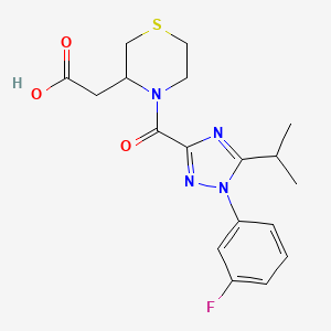 2-[4-[1-(3-Fluorophenyl)-5-propan-2-yl-1,2,4-triazole-3-carbonyl]thiomorpholin-3-yl]acetic acid