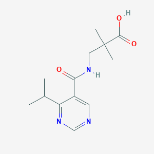 2,2-Dimethyl-3-[(4-propan-2-ylpyrimidine-5-carbonyl)amino]propanoic acid