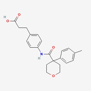 3-[4-[[4-(4-Methylphenyl)oxane-4-carbonyl]amino]phenyl]propanoic acid