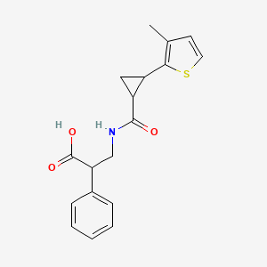 3-[[2-(3-Methylthiophen-2-yl)cyclopropanecarbonyl]amino]-2-phenylpropanoic acid