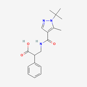 3-[(1-Tert-butyl-5-methylpyrazole-4-carbonyl)amino]-2-phenylpropanoic acid