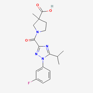 1-[1-(3-Fluorophenyl)-5-propan-2-yl-1,2,4-triazole-3-carbonyl]-3-methylpyrrolidine-3-carboxylic acid