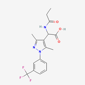 2-[3,5-Dimethyl-1-[3-(trifluoromethyl)phenyl]pyrazol-4-yl]-2-(propanoylamino)acetic acid