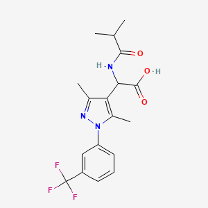 2-[3,5-Dimethyl-1-[3-(trifluoromethyl)phenyl]pyrazol-4-yl]-2-(2-methylpropanoylamino)acetic acid