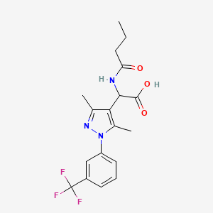 2-(Butanoylamino)-2-[3,5-dimethyl-1-[3-(trifluoromethyl)phenyl]pyrazol-4-yl]acetic acid