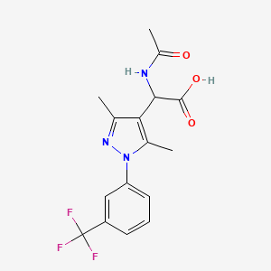 2-Acetamido-2-[3,5-dimethyl-1-[3-(trifluoromethyl)phenyl]pyrazol-4-yl]acetic acid